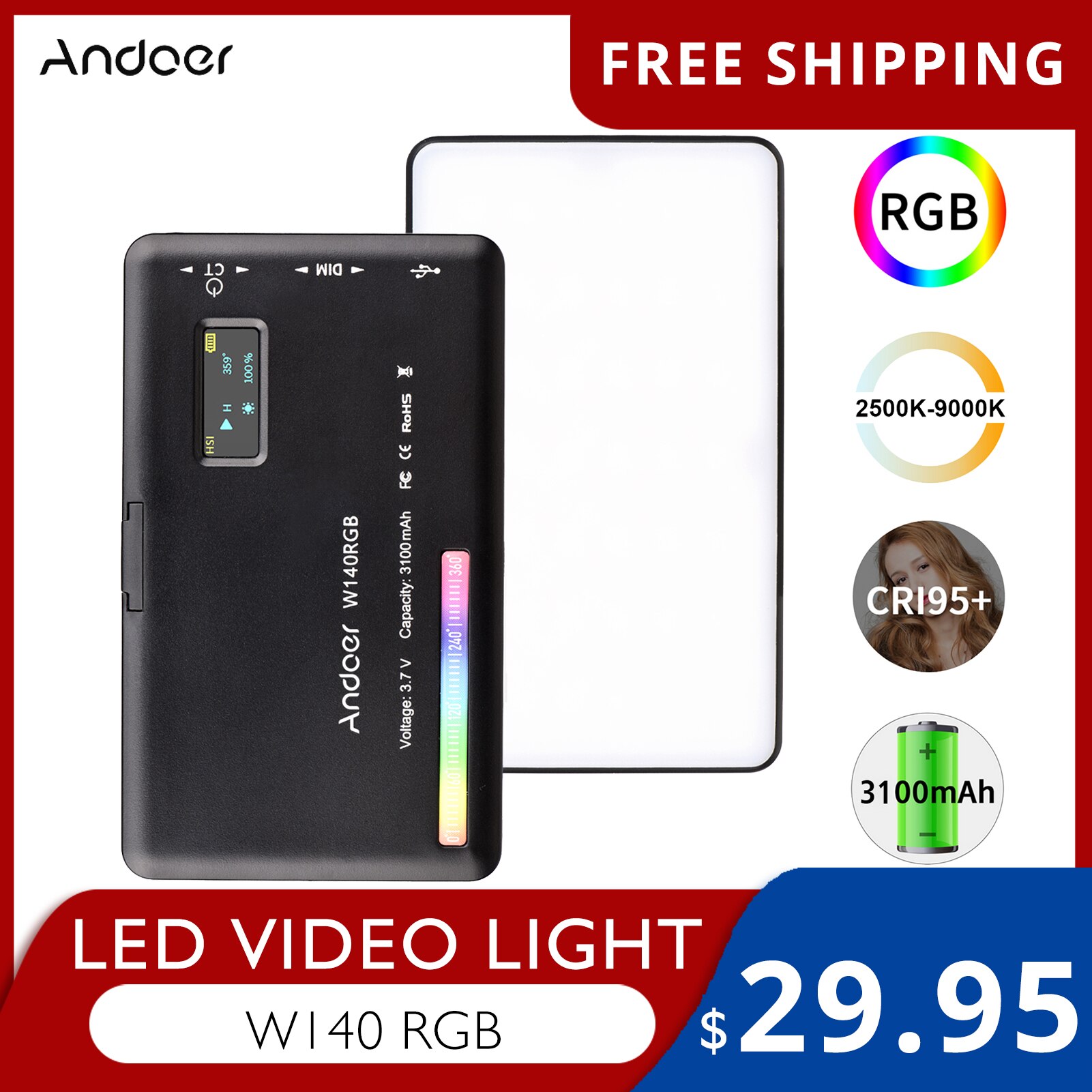 Andoer-W140RGB W64RGB LED  Ʈ,  ..
